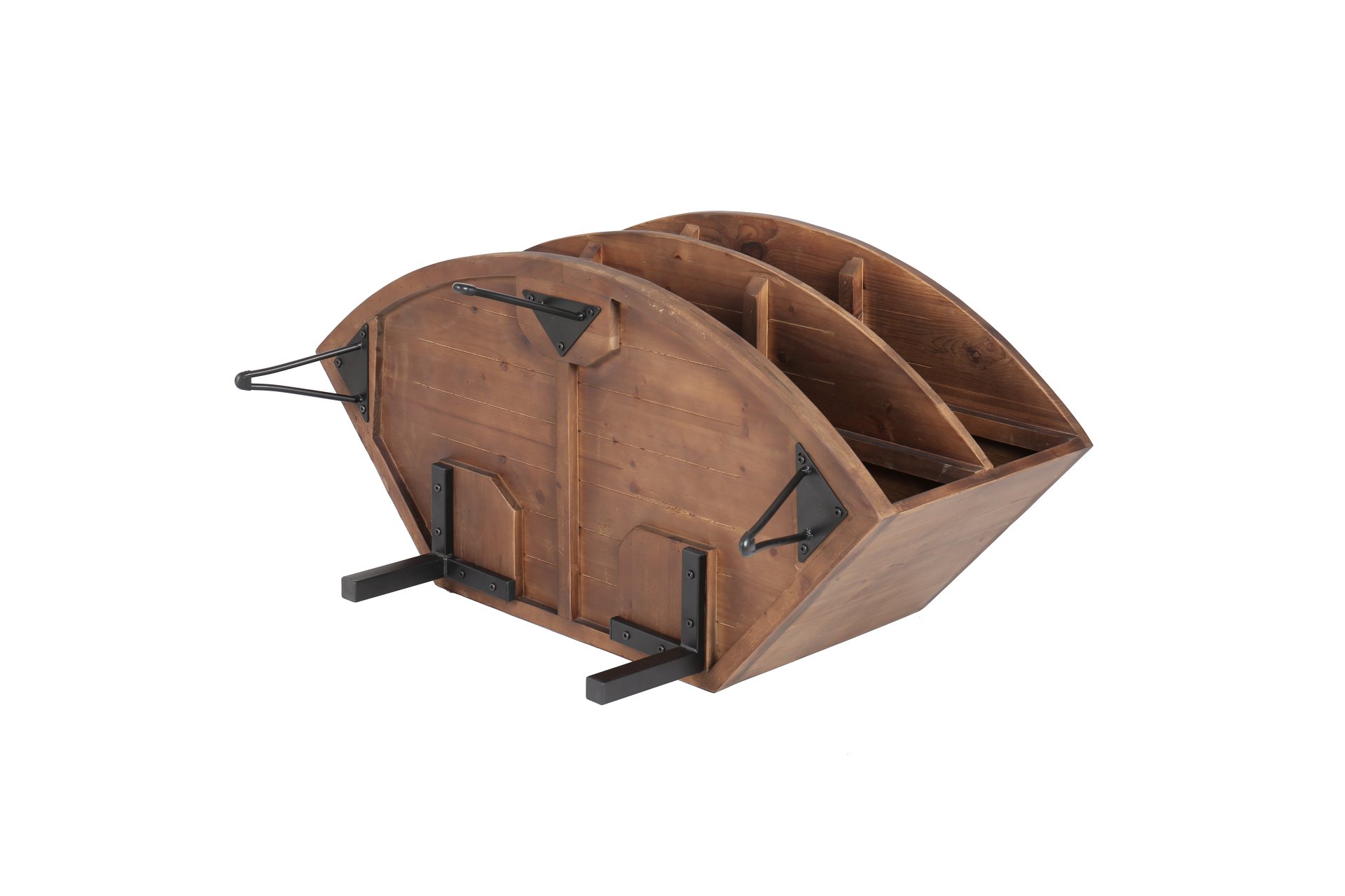 Fan Shape Reclaimed Wood Corner Media Table For Living Room Wise Use Your Space - Natural - Image 8