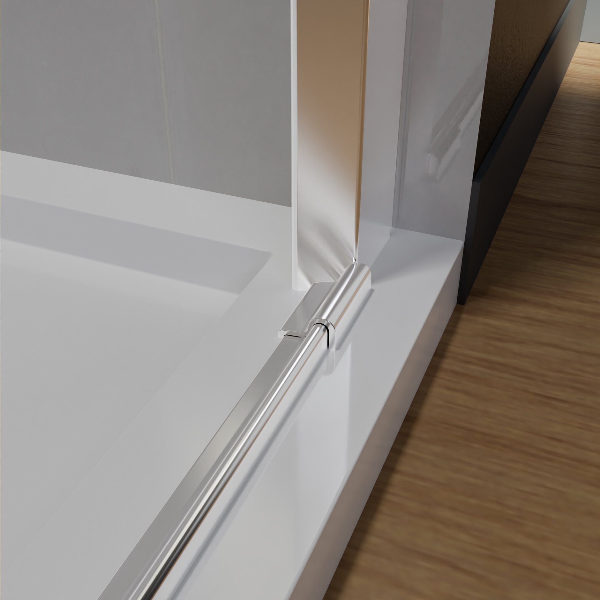 Semi-Frameless Pivot Shower Door In Chrome With Clear Glass - Chrome - Image 11
