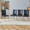 Modern Minimalist Dining Chairs With Curved Backrest And Seat Cushions Electroplated Metal Legs (Set of 4) - Black - Image 2