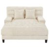 Chaise Bed Lounge Sofa Chair With Adjustable Backrest And LED Light Strip - Beige - Image 7