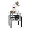 Modern Tempered Glass Tea Table, End Square Table For Living Room - Transparent / Black - Image 6