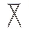 Outdoor Folding Accent Table With Glass Top And Iron Frame - White / Blue - Image 7