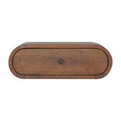 Wall Mounted Round Bedside Table - Chestnut