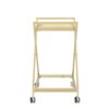 Sherianne - Industrial Bar Cart With Tempered Glass Shelves And Swivel Wheels - Gold - Image 8