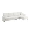 Modern Oversized Sectional Sofa, L-Shaped Luxury Couch Set With 2 Free Pillows, 5 Seat Chenille Indoor Furniture With Chaise - White - Image 3