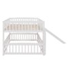 Full Over Full Low Bunk Bed With Slide, Fence And Ladder For Toddler - White - Image 4