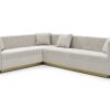 Contemporary Vertical Channel Tufted Velvet Sectional Sofa For Living Room With 4 Pillows - Beige - Image 2