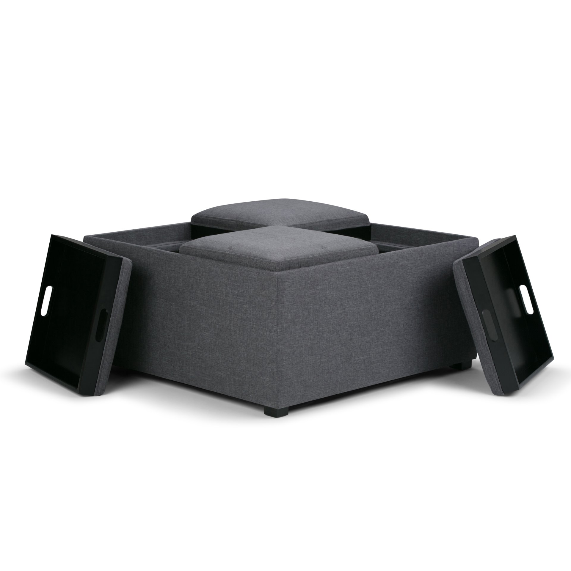 Avalon - Square Coffee Table Storage Ottoman - Slate Gray - Image 8