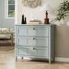 3 Drawer Cabinet, American Furniture, Suitable For Bedroom, Living Room, Study - Light Gray - Image 4