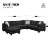 Sectional Sofa Couches Living Room Sets, 7 Seats Modular Sectional Sofa With Ottoman, L Shape Fabric Sofa Corner Couch Set With 3 Pillows - Black - Image 24