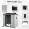 6Ft X 5Ft Outdoor Metal Storage Shed With Window And Transparent Plate For Garden, Lawn - White / Black - Image 6