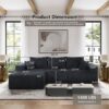 Modular L Shaped Sectional Sofa, Convertible Couch With Chaise Corduroy - Black - Image 3