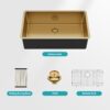 Undermount Kitchen Sink 32" X 19", 16 Gauge Deep Single Bowl - Gold - Image 12
