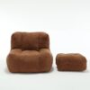 Modern Indoor Fluffy Bean Bag Chair With Memory Foam And Ottoman Super Soft Velvet - Brown - Image 19