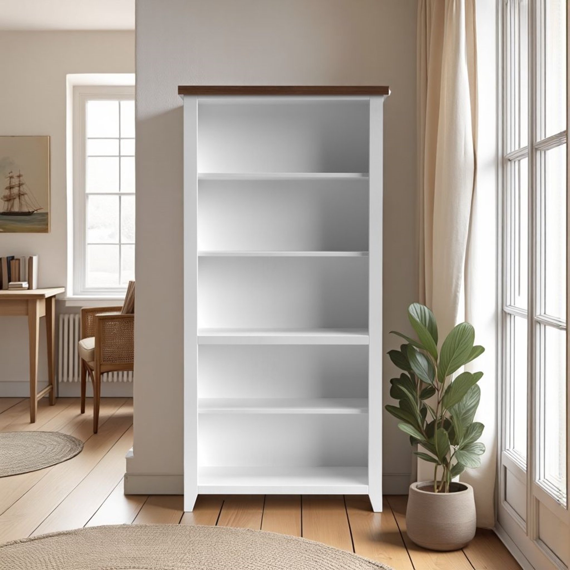 Hampton - High 5 Shelf Bookcase - Jasmine Whitewash / Barnwood - Image 3