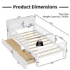 Twin Size Bed With Headboard Storage Rack, 2 Under Bed Drawers, 3 - Side Guardrails For Safety And Security - White - Image 17