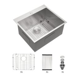 Premium Laundry Sink Drop In 25" X 22" Utility Sink 16 Gauge Stainless Steel Topmount, 12" Deep Single Bowl - Brushed Nickel