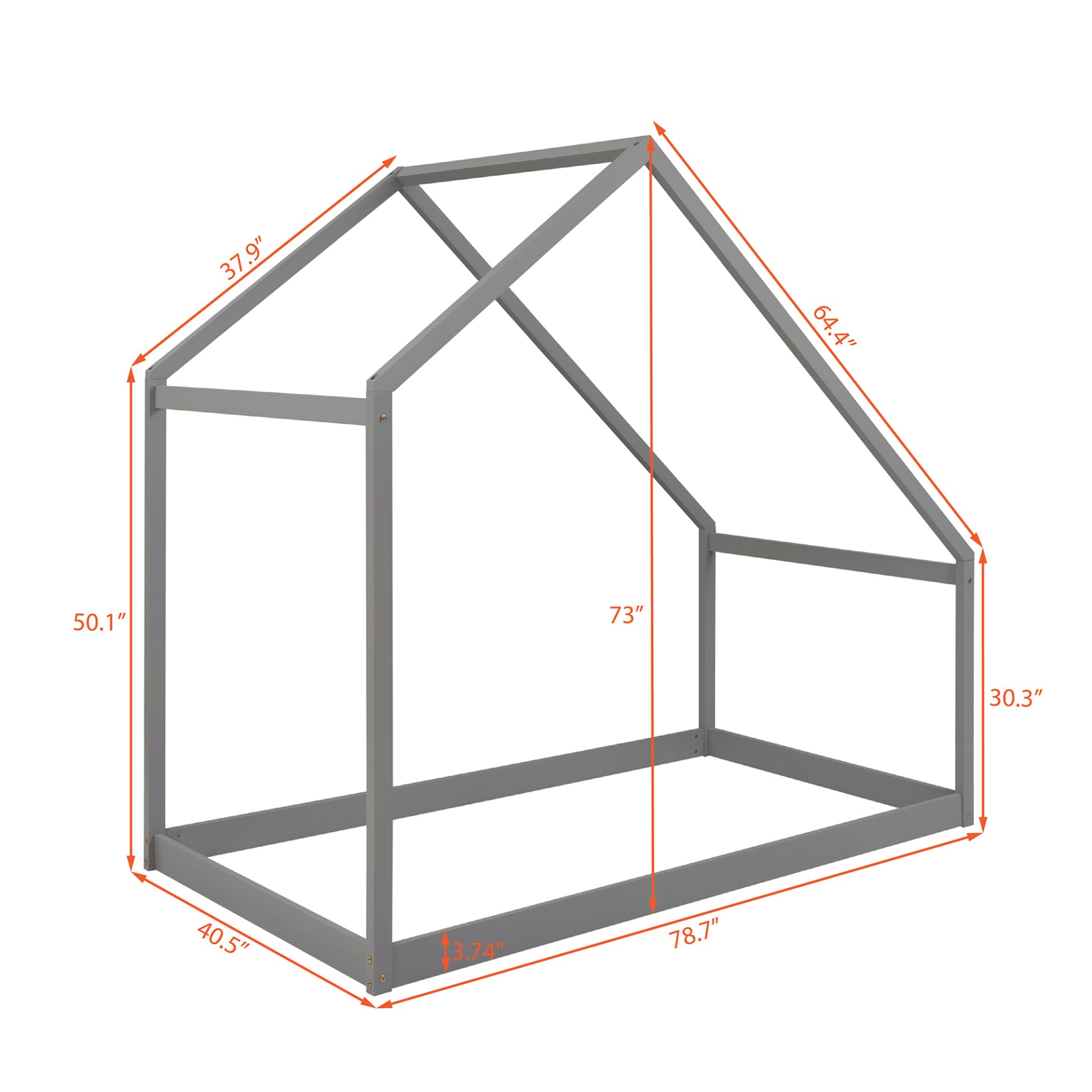 Twin Size Playhouse Style Bed - Gray - Image 7