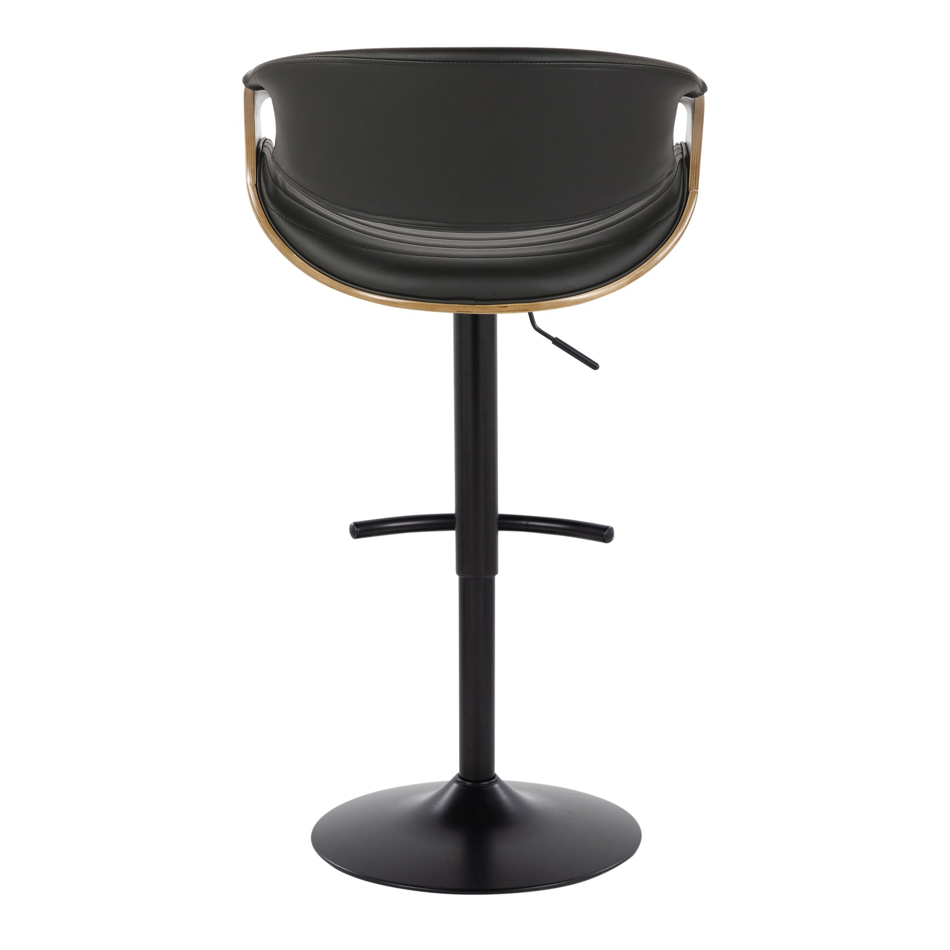 Symphony - Mid-Century Modern Adjustable Barstool With Swivel With Rounded T Footrest (Set of 2) - Black / Light Gray / Black - Image 5