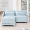 Elegant 2 Seater Sofa With Ottoman And Lumbar Pillows Chenille High Quality Wood And Sponge - Sky Blue - Image 5