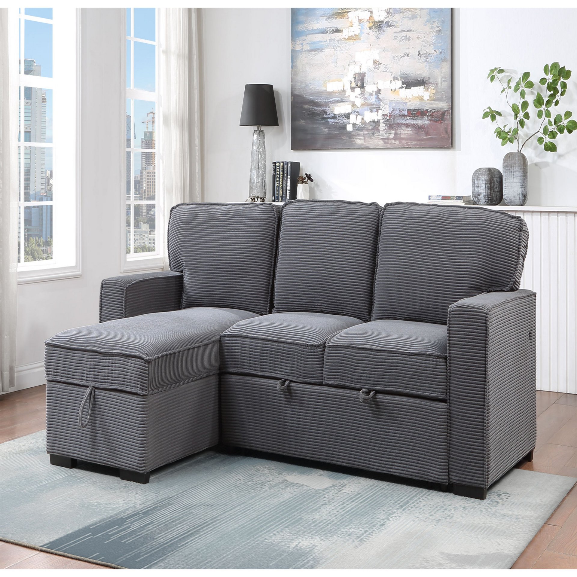 Territory - Pull Out Sofa Bed With Design - Dark Gray - Image 9