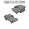 Modern Convertible Sleeper Sofa Bed With Pull Out Queen Design, Side Storage & Thick Cushions Chenille Loveseat For Living Room Or Bedroom 3 In 1 Function - Gray - Image 3