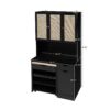 Kitchen Pantry Storage Cabinet, Modern Buffet Cabinet With Kitchen Cart, Tall Kitchen Hutch Cabinet With Microwave Stand, Food Pantry Cabinet With 3 Rattan Doors And Adjustable Shelves - Black - Image 3
