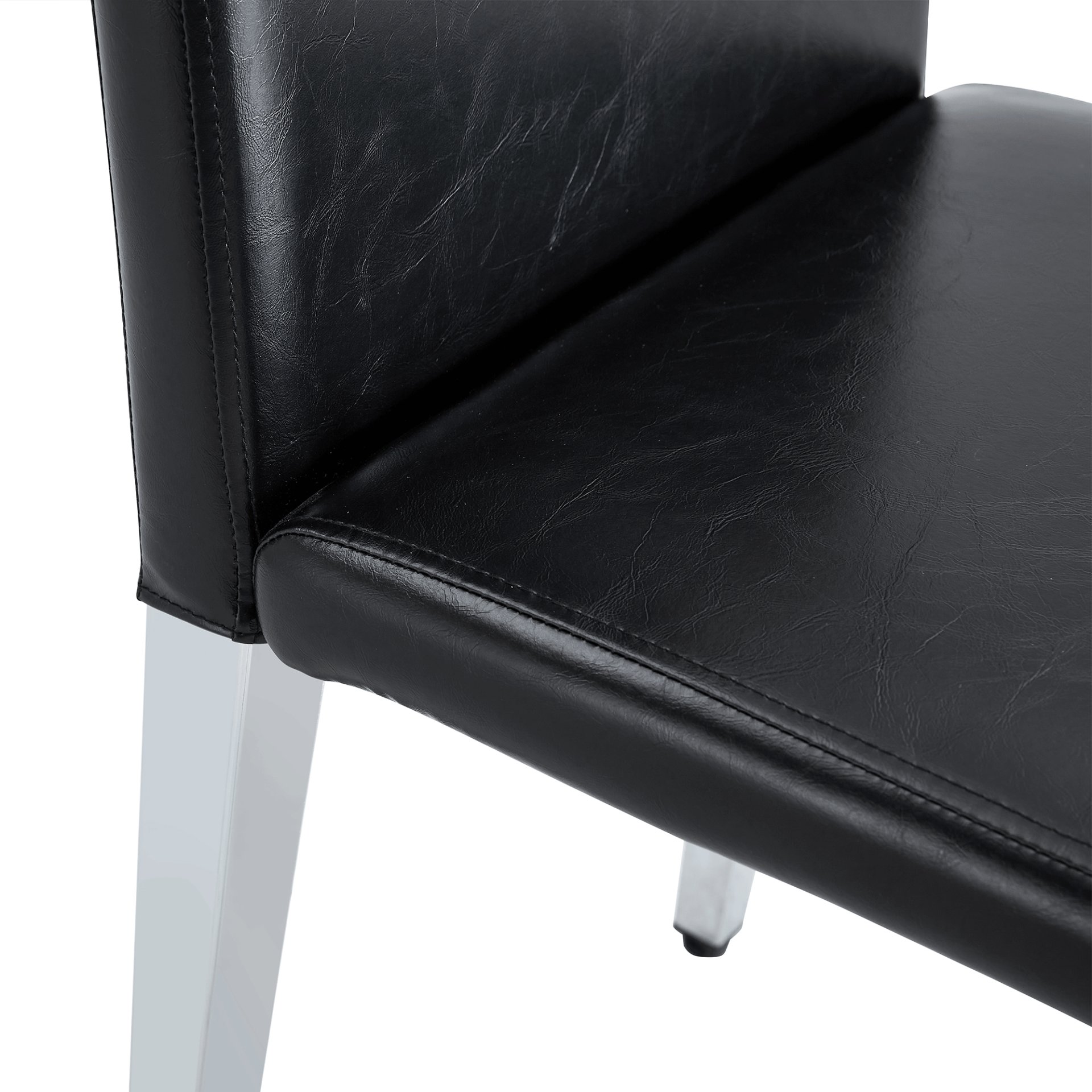 (Set of 2) Backrest Chairs With Metal Legs, They Are Ideally Suited For Minimalist And Contemporary Home Styles - Black / Silver - Image 13