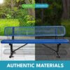 Outdoor Steel Bench With Backrest - Blue - Image 2