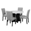 5 Piece Round Dining Table Set, Dining Table And 4 Upholstered Chairs For Dining Room, Kitchen Room, Living Room - White / Gray - Image 11