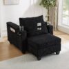 Convertible Chaise Lounge Sofa Chair Bed With USB Ports, Cup Holders & Storage - Black - Image 16