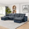 Modern Modular U Shaped Cloud Sectional Couch With Deep Seat And Comfy Chaise - Blue - Image 4