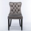 Nikki - Modern, High-End Tufted Solid Wood Contemporary Velvet Upholstered Dining Chair With Wood Legs Nailhead Trim (Set of 2) - Gray - Image 3