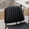 Dining Chairs (Set of 2) Mid-Century Modern Retro Faux Leather Chair With Bentwood Upholstered Seat Metal Legs Adjustable Foot For Kitchen Dining Room Chairs - Black - Image 6