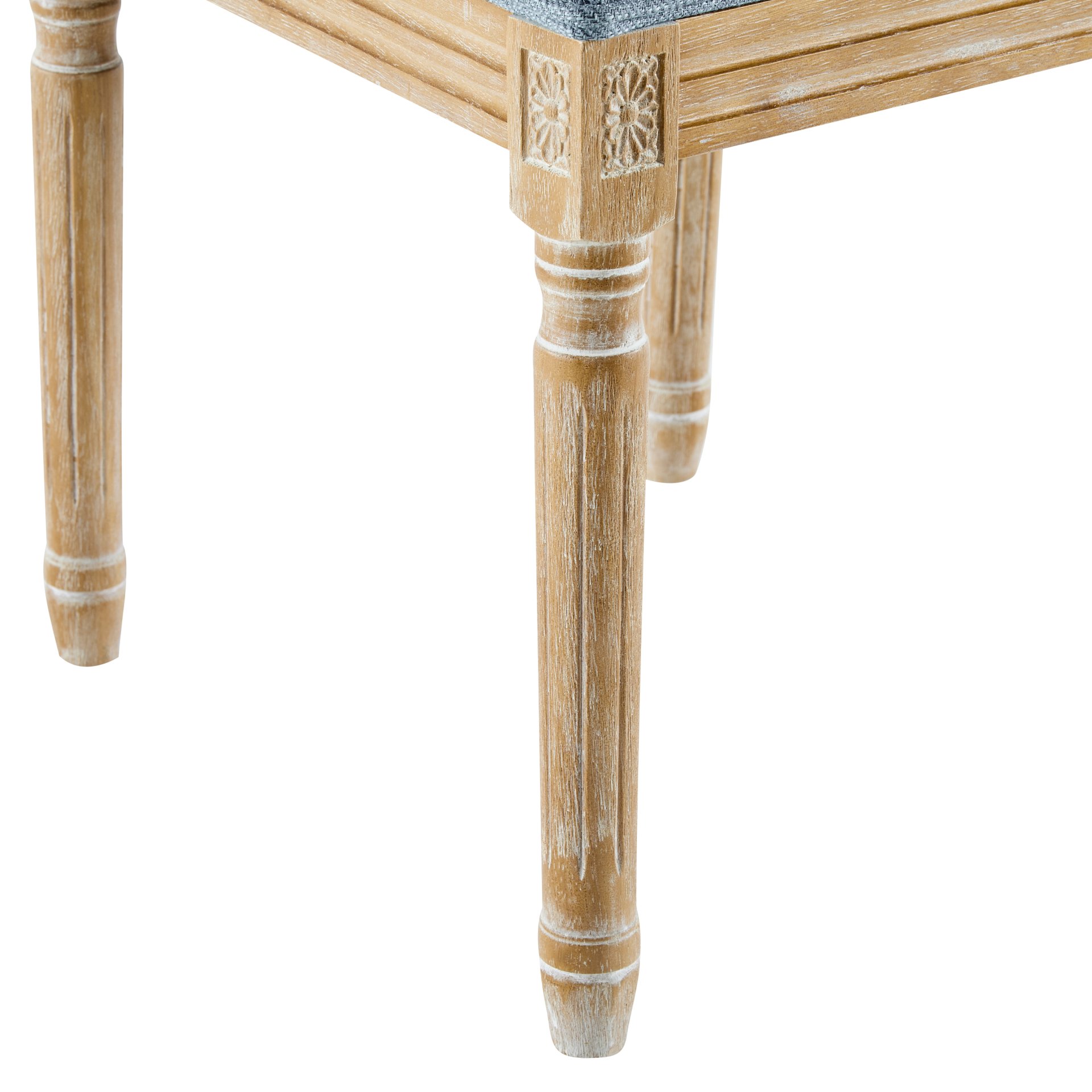 Vintage Inspired French Country Dining Chairs (Set of 4) With Cane Backrest & Upholstered Seats - Slate Blue - Image 15