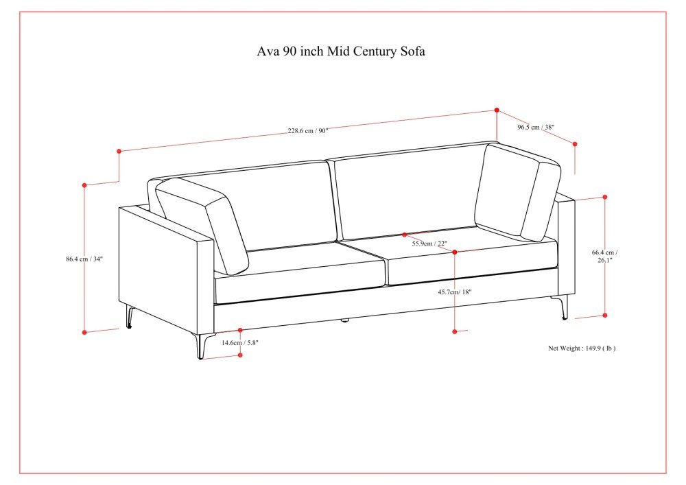 Ava - Mid Century Sofa - Gray - Image 12