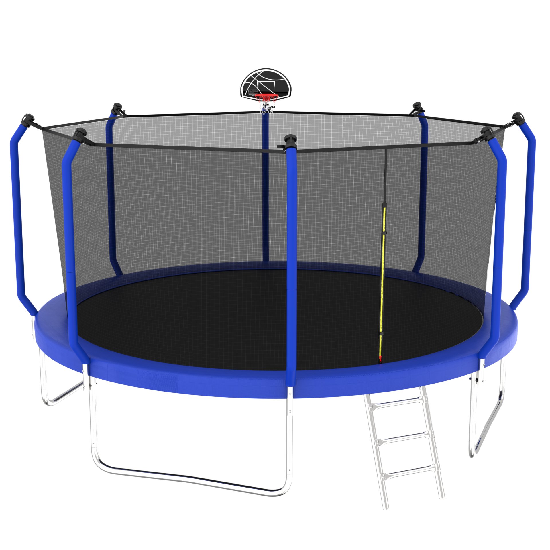 168.11" Trampoline With Basketball Hoop, Astm Approved Reinforced Type Outdoor Trampoline With Enclosure Net - Blue - Image 4