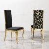Dining Chair (Set of 2) With Unique Backrest Stainless Steel Legs - Gold - Image 2