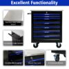 7 Drawer Multifunctional Tool Cart With Wheels - Black / Blue - Image 9