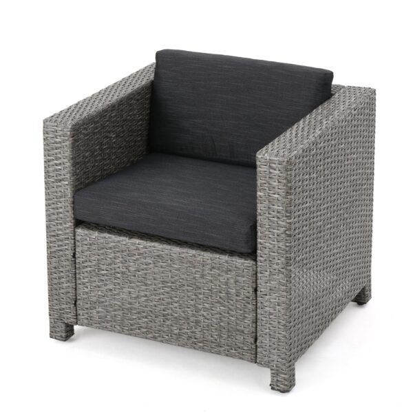 Puerta - Stylish Outdoor Club Chair With Weather Resistant Cushions - Mixed Black