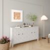Accent Cabinet 4 Door Wooden Cabinet Sideboard Buffet Server Cabinet Storage Cabinet, For Living Room, Entryway, Hallway, Office, Kitchen And Dining Room - White Wash - Image 6