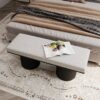 Upholstered Bench With Black Chunky Legs Boucle Contemporary Style Bed-End Bench For Bedroom Living Room - Light Gray - Image 2