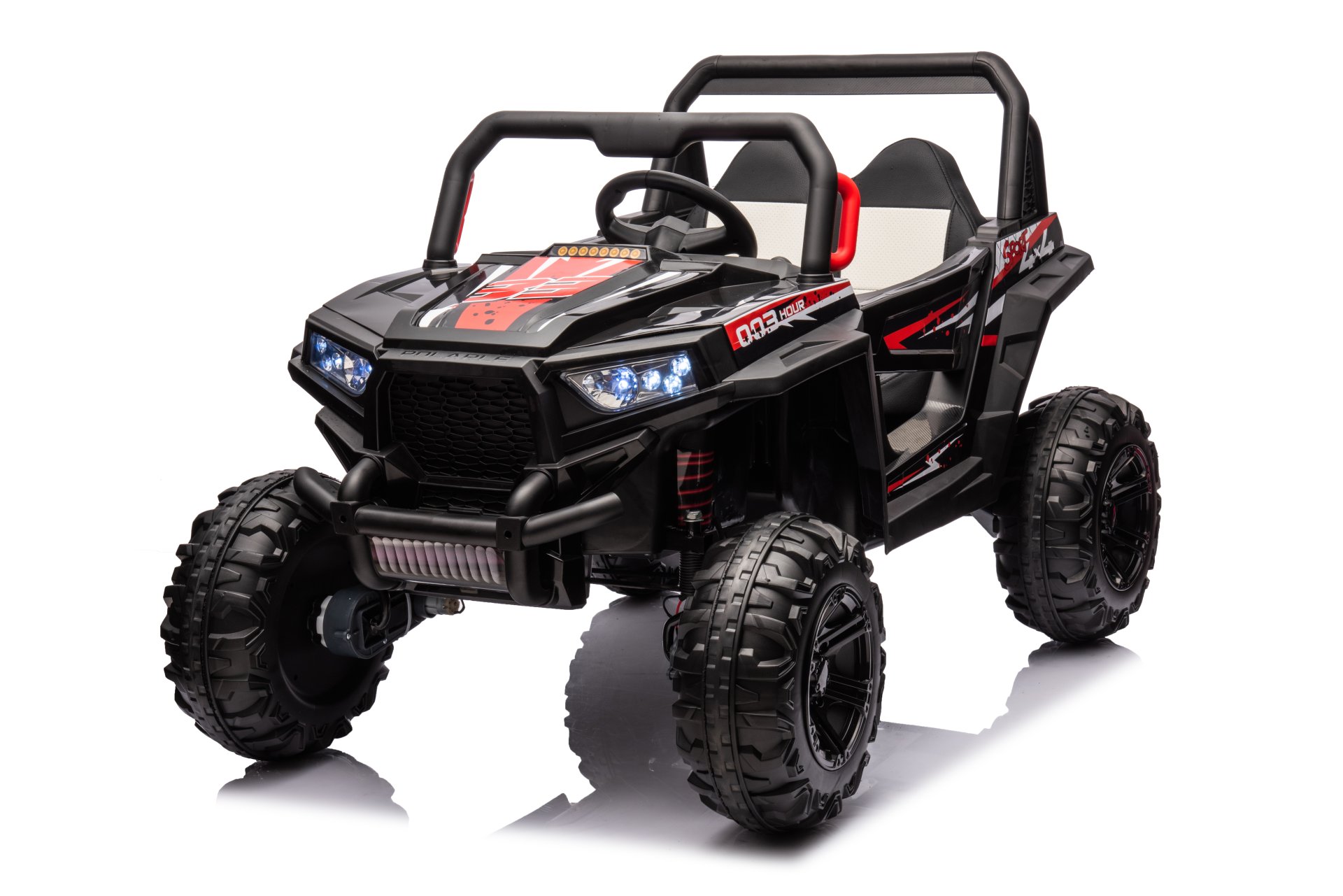 12V7A*1 30W*4 Four-Wheel Drive Leather Seat One Button Start, Forward And Backward, High And Low Speed, Music, Front Light, Power Display, Two Doors Can Open, 2.4G R / C, Seat Belt Four Wheel Absorber - Black - Image 15