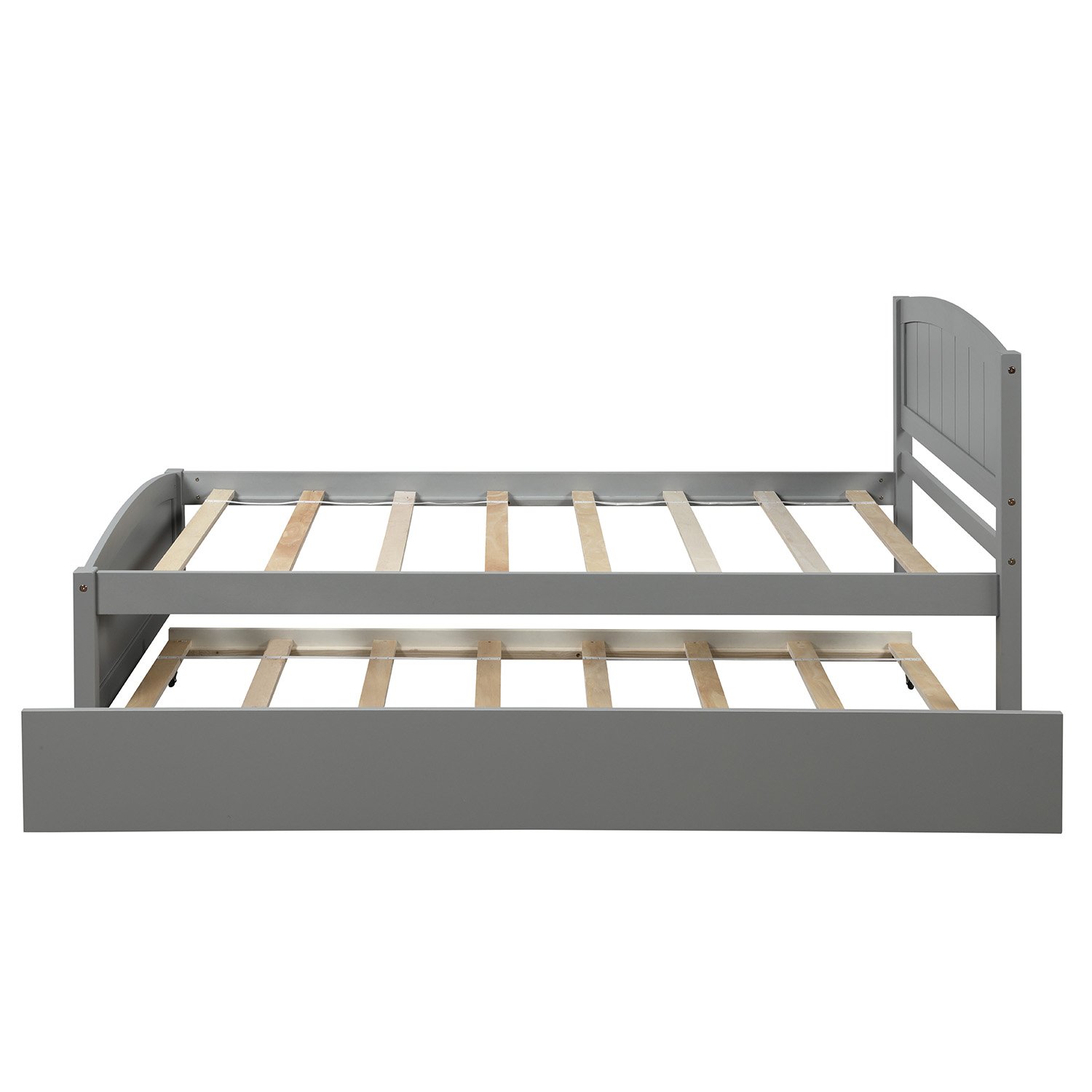 Twin Size, Platform Bed With Trundle - Gray - Image 6
