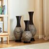 Desktop Vase, Classic And Neat Floor Vase, High Independent Flower Stand, Home Decoration Flower Stand (Set of 3) - Brown White - Image 7