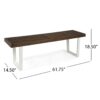 Intrinsic - Outdoor Dining Bench With Iron Legs And Slat Top - Dark Brown / White - Image 3