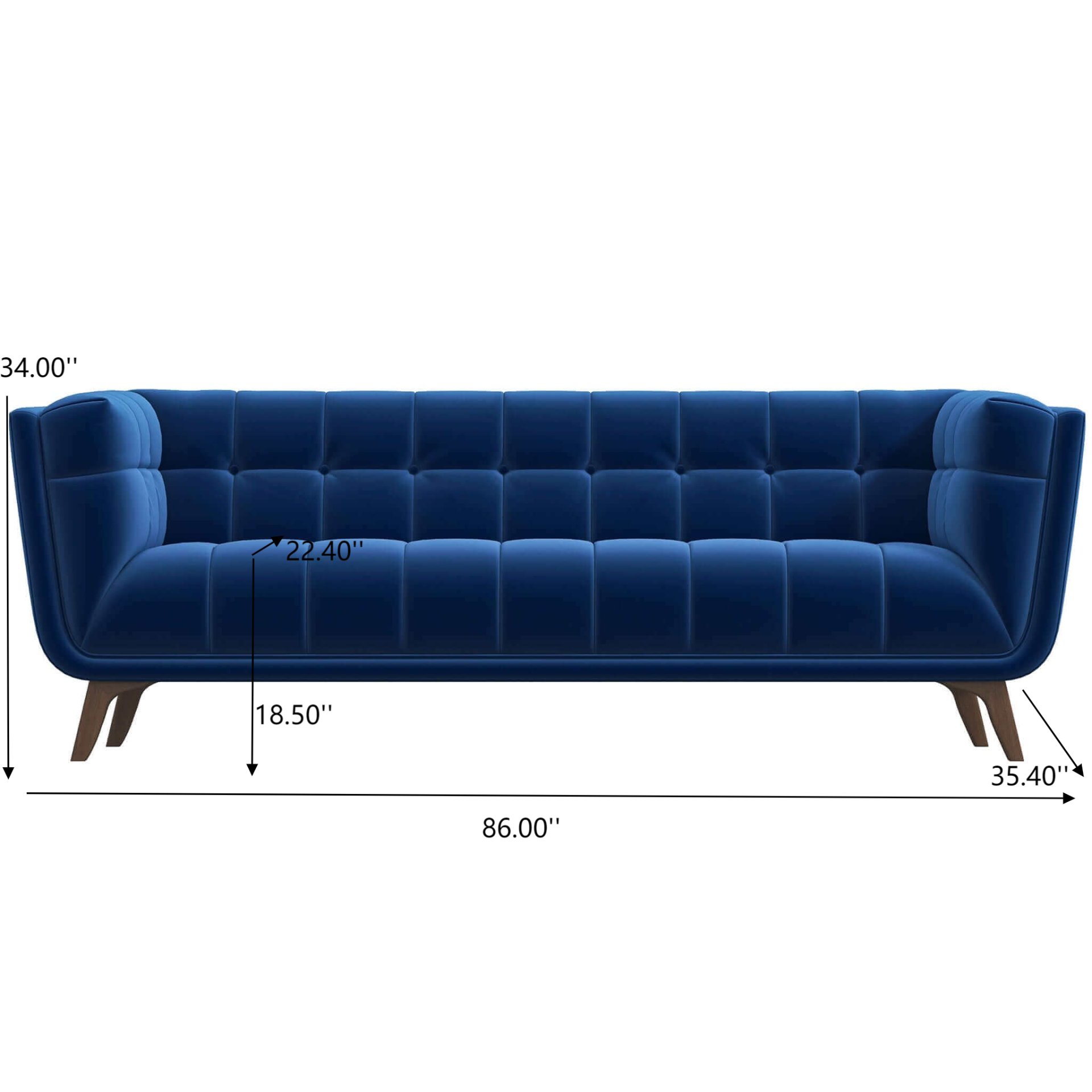 Addison - Large Velvet Sofa - Brown / Navy Blue - Image 3