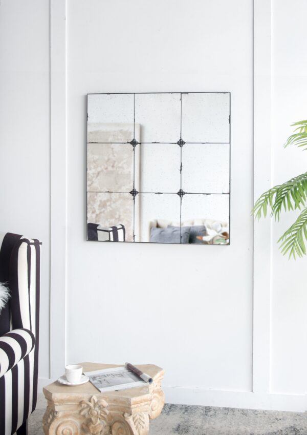 Traditional Decor Style Antique Glass Panel Mirror, Wall Mirror For Bathroom Entryway Console Lean Against Wall - Black
