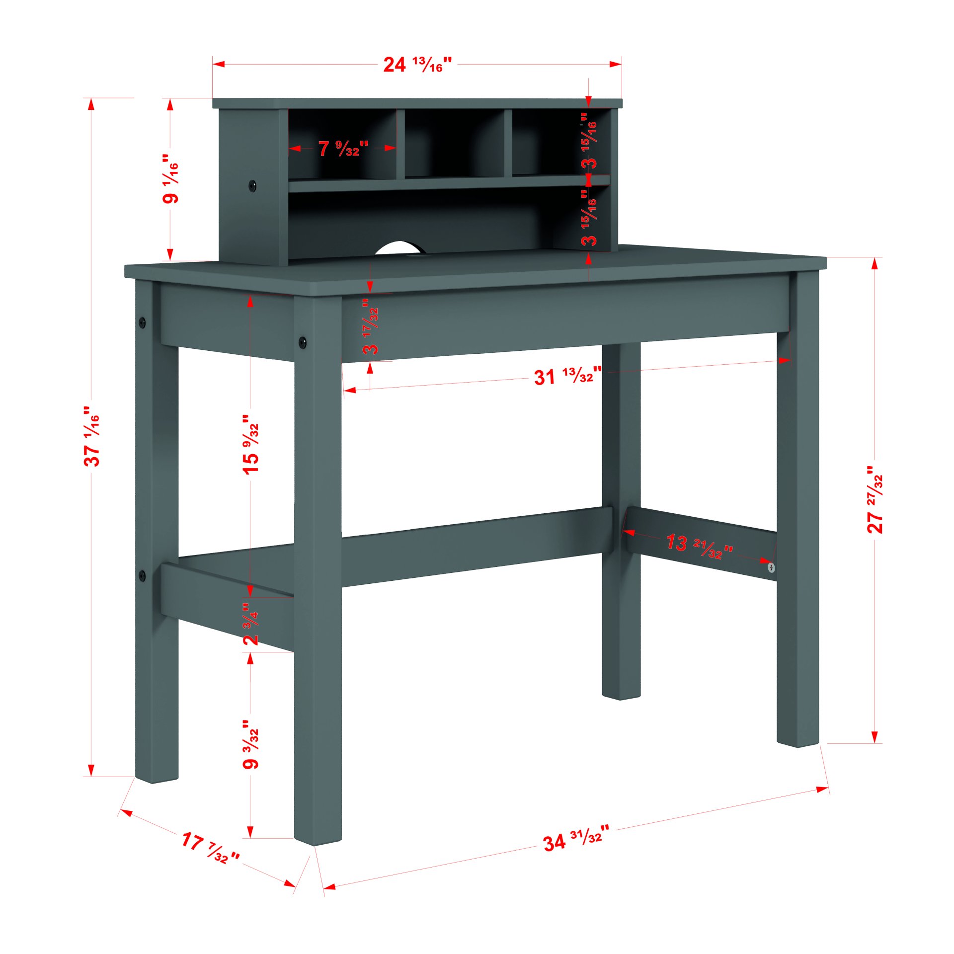 Logan - Writing Desk - Gray - Image 4