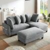 Modern L Shaped Sectional Sofa With Storage, Movable Ottoman, And Throw Pillows - Gray - Image 14